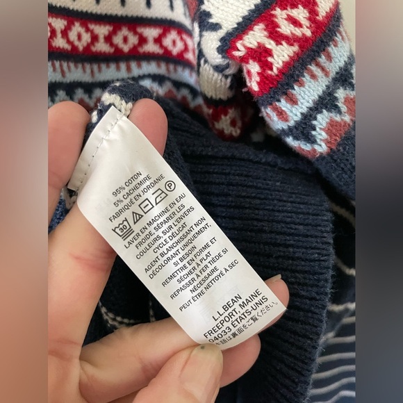 LL Bean Wicked Soft Cashmere Organic Cotton Fair Isle Sweater XL Fisherman - Picture 5 of 8